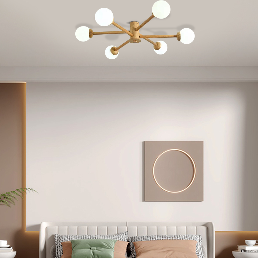 Nordic Deckenleuchte LED Holz Wohnzimmer  