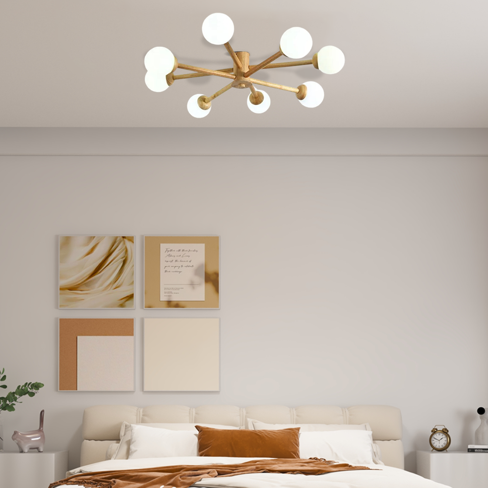 Nordic Deckenleuchte LED Holz Wohnzimmer  