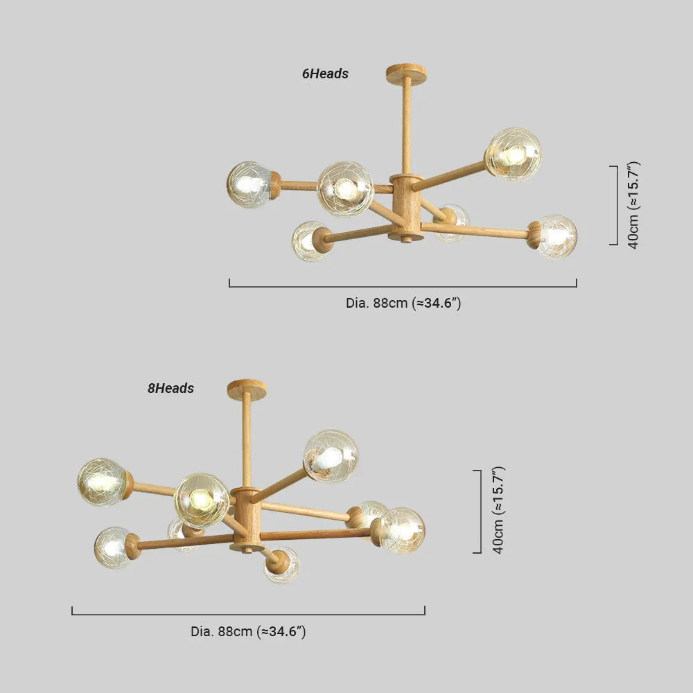 Modern Kronleuchter LED Sprudelnd Holz/Glas Klar Wohnzimmer
