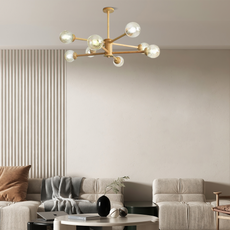 Modern Kronleuchter LED Sprudelnd Holz/Glas Klar Wohnzimmer