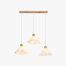 Moderne Pendelleuchte LED Weiß Blume Holz Weiß Wohn/Schlaf/Esszimmer