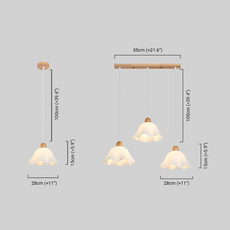 Moderne Pendelleuchte LED Weiß Blume Holz Weiß Wohn/Schlaf/Esszimmer