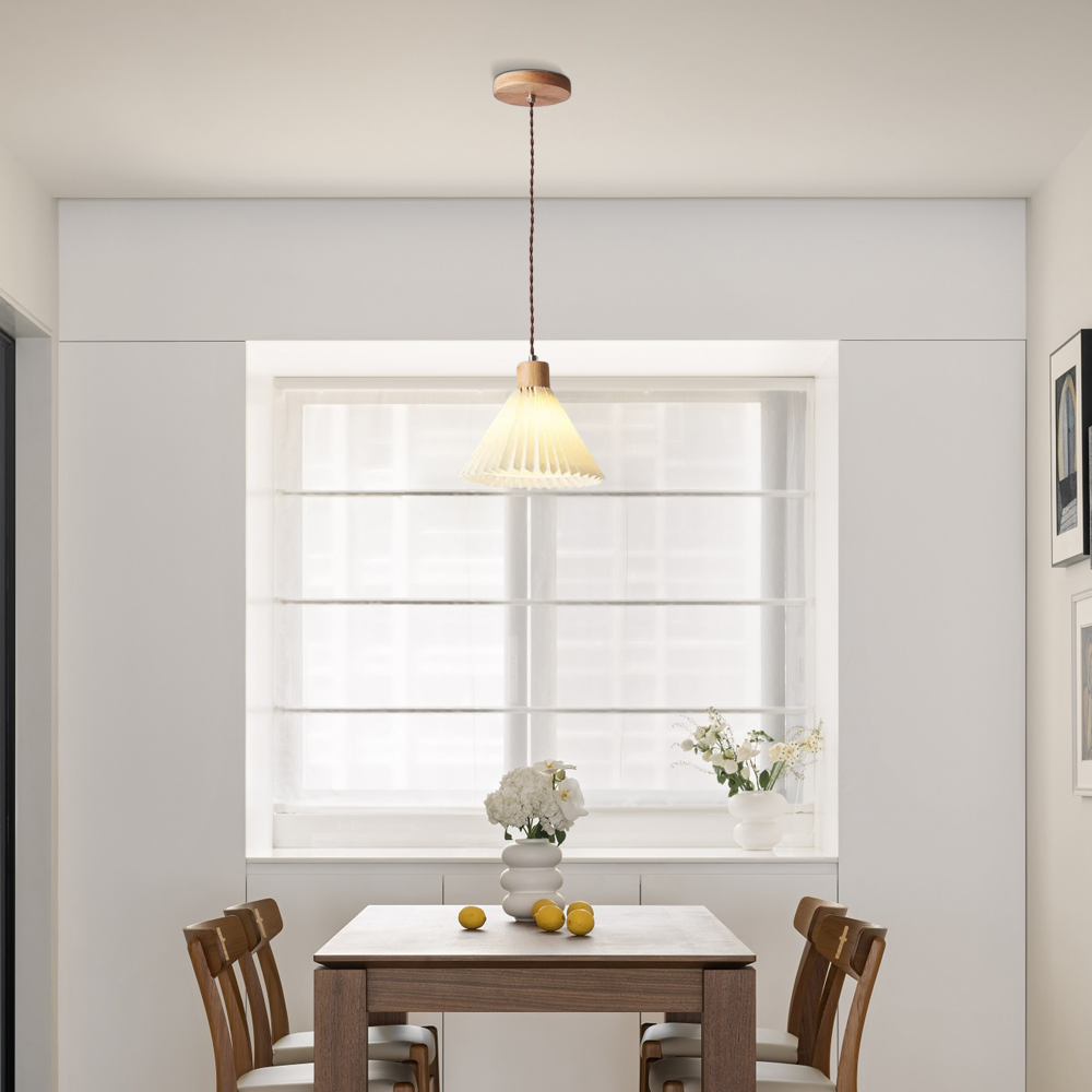Modern Pendelleuchte LED Weiß Holz Esszimmer