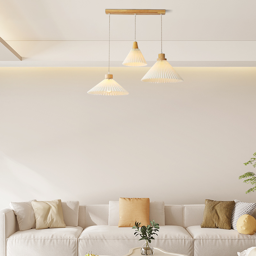 Modern Pendelleuchte LED Weiß Holz Esszimmer