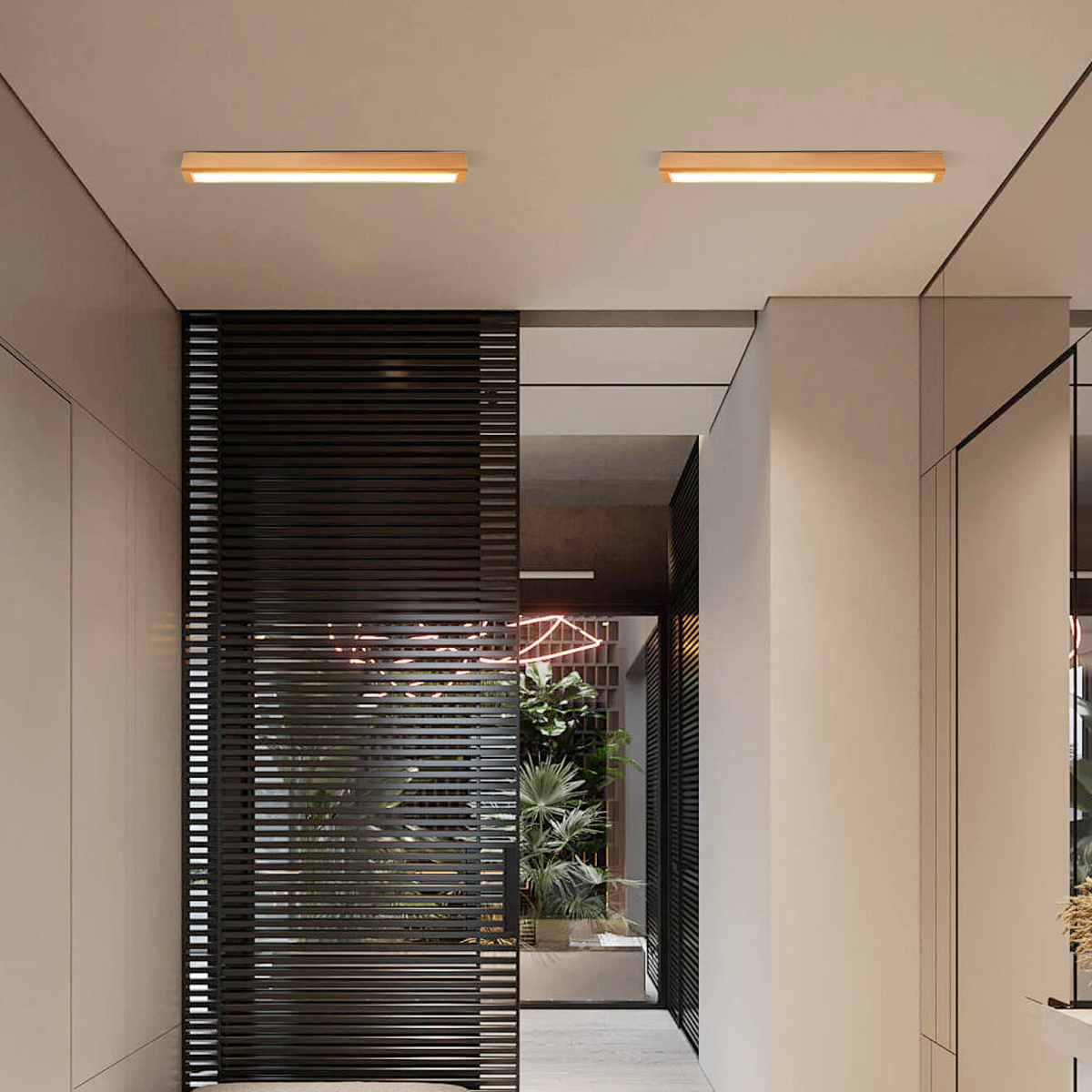 Modern Deckenleuchte LED Holz Linear Flur-L60cm-Holz