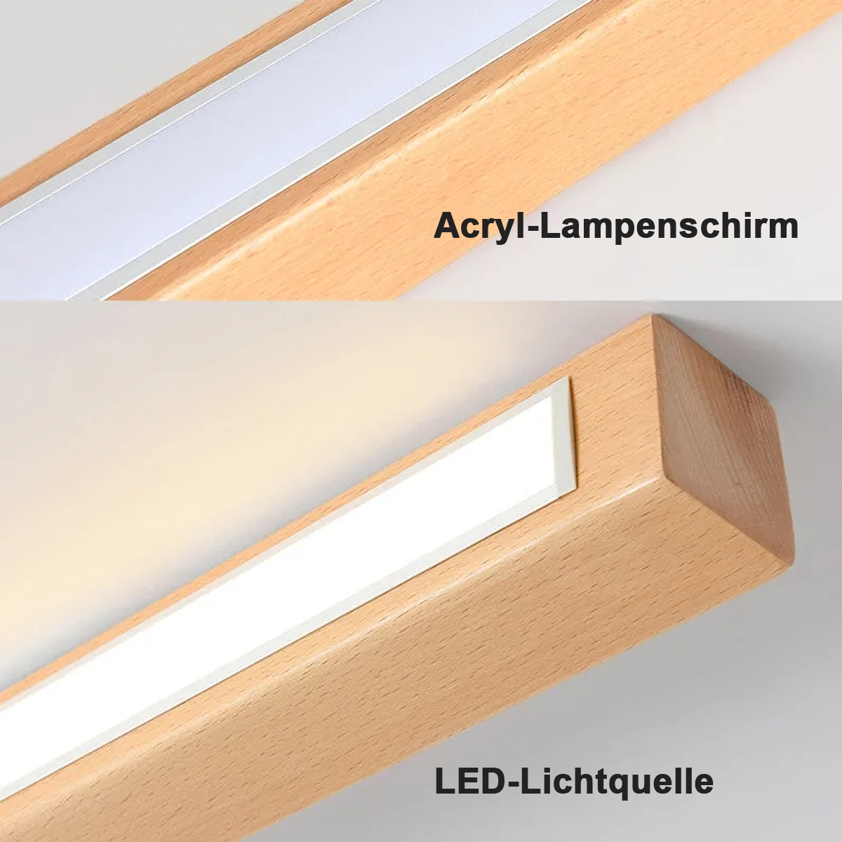 Modern Holz Deckenleuchte LED Linear Wohnzimmer