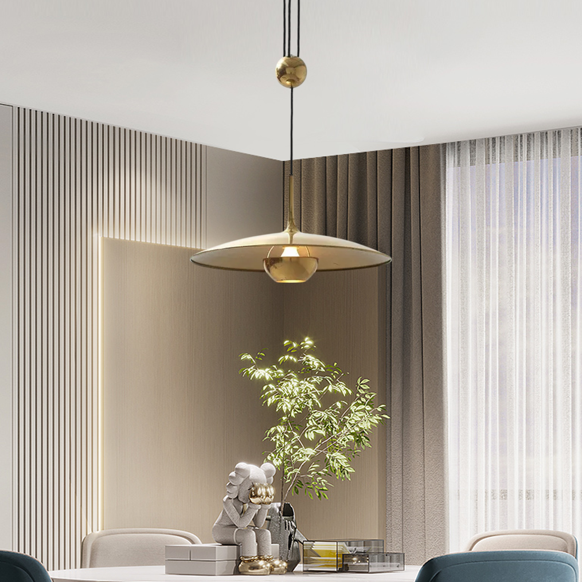 Modern Pendelleuchte LED  Linear Gold Metall Schlafzimmer