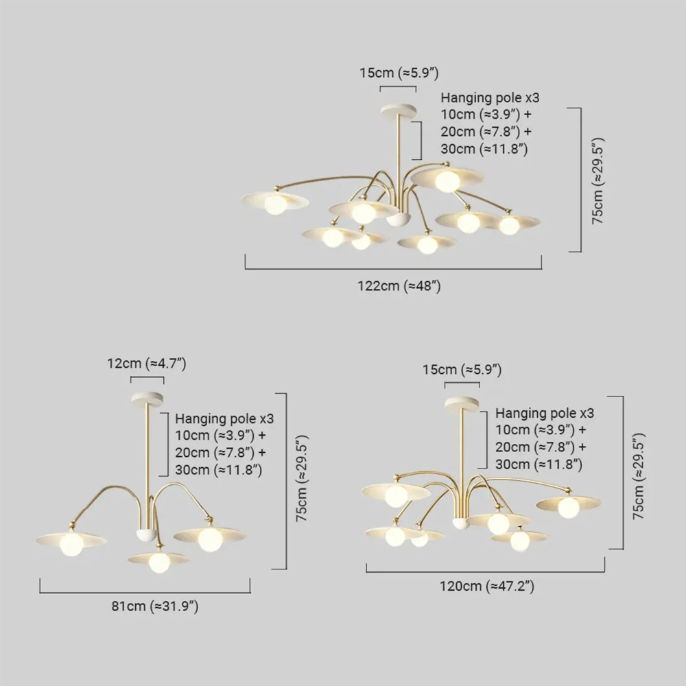 Nordic Kronleuchter LED  Kegel Kugel Glas Gold Wohnzimmer