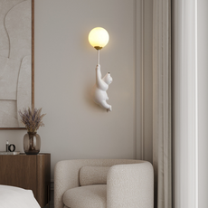Art Deco Wandlampe LED Bär Ballon Rosa Acryl Kinderzimmer