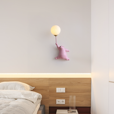 Art Deco Wandlampe LED Bär Ballon Rosa Acryl Kinderzimmer