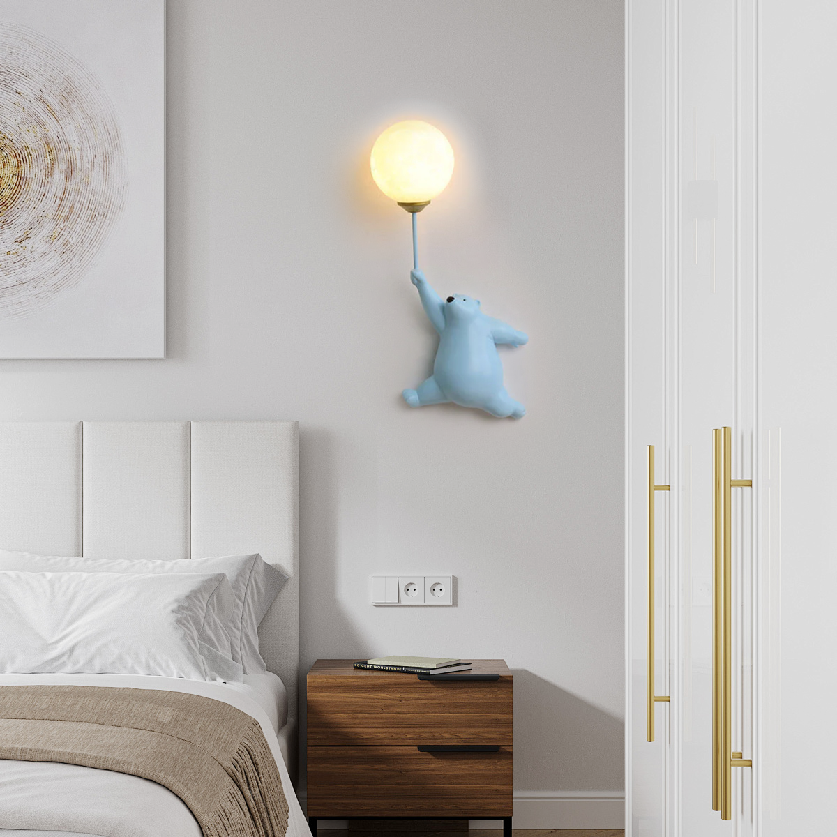 Art Deco Wandlampe LED Bär Ballon Rosa Acryl Kinderzimmer