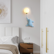 Art Deco Wandlampe LED Bär Ballon Rosa Acryl Kinderzimmer