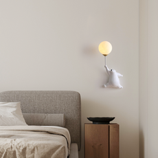 Art Deco Wandlampe LED Bär Ballon Rosa Acryl Kinderzimmer