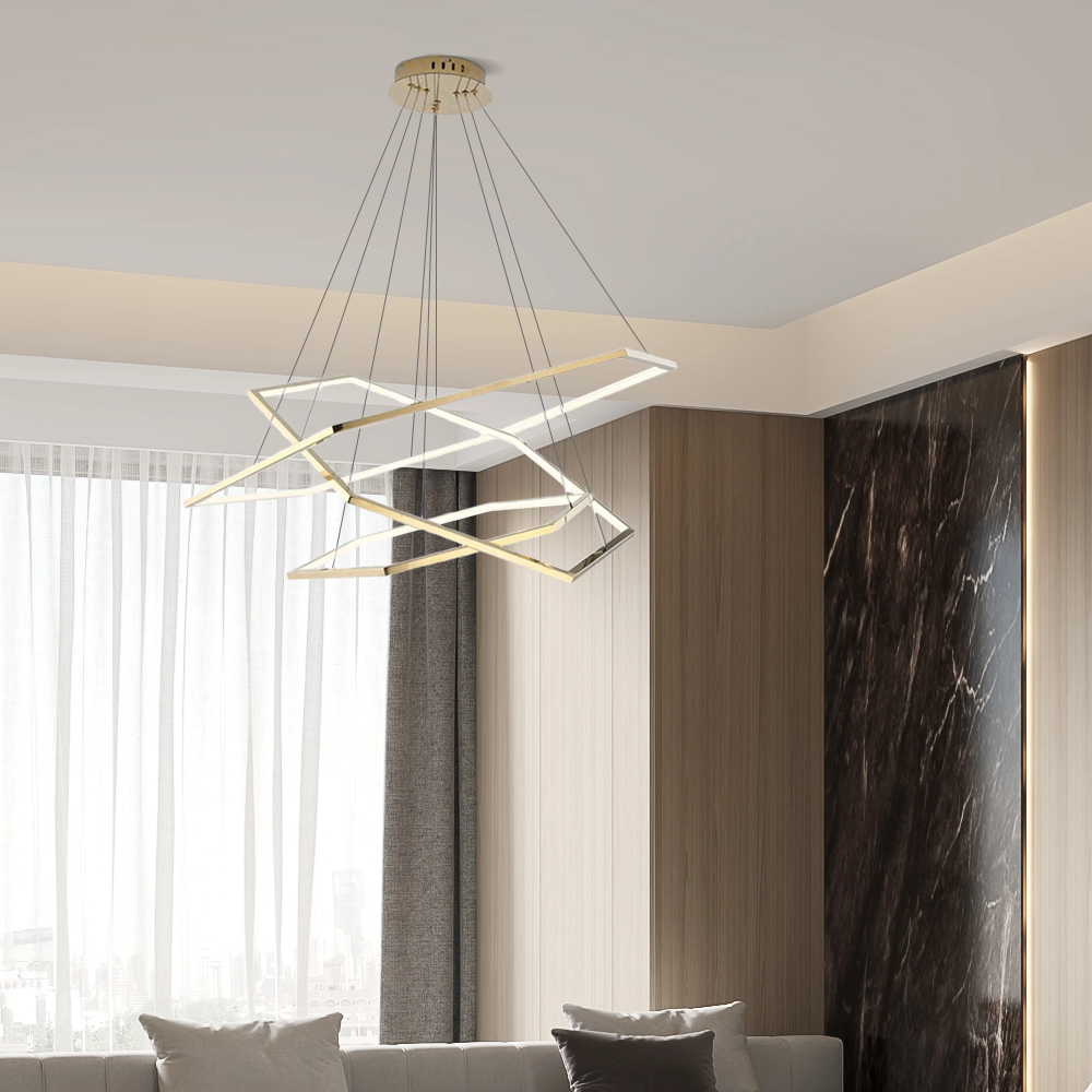 Modern Pendelleuchte LED Geometrischer Gold Metall Wohn/Esszimmer