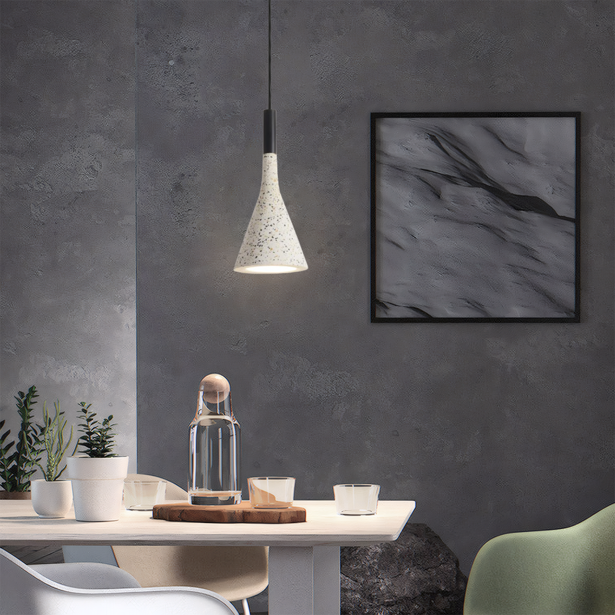 Nordic Pendelleuchte LED Metall Zement 
