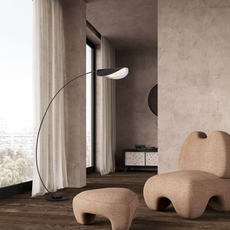 Minimalistische Stehlampe Schwarzes Metall Geradlinig Wohnzimmer