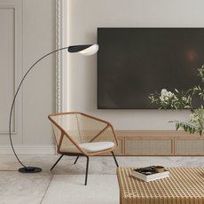 Minimalistische Stehlampe Schwarzes Metall Geradlinig Wohnzimmer