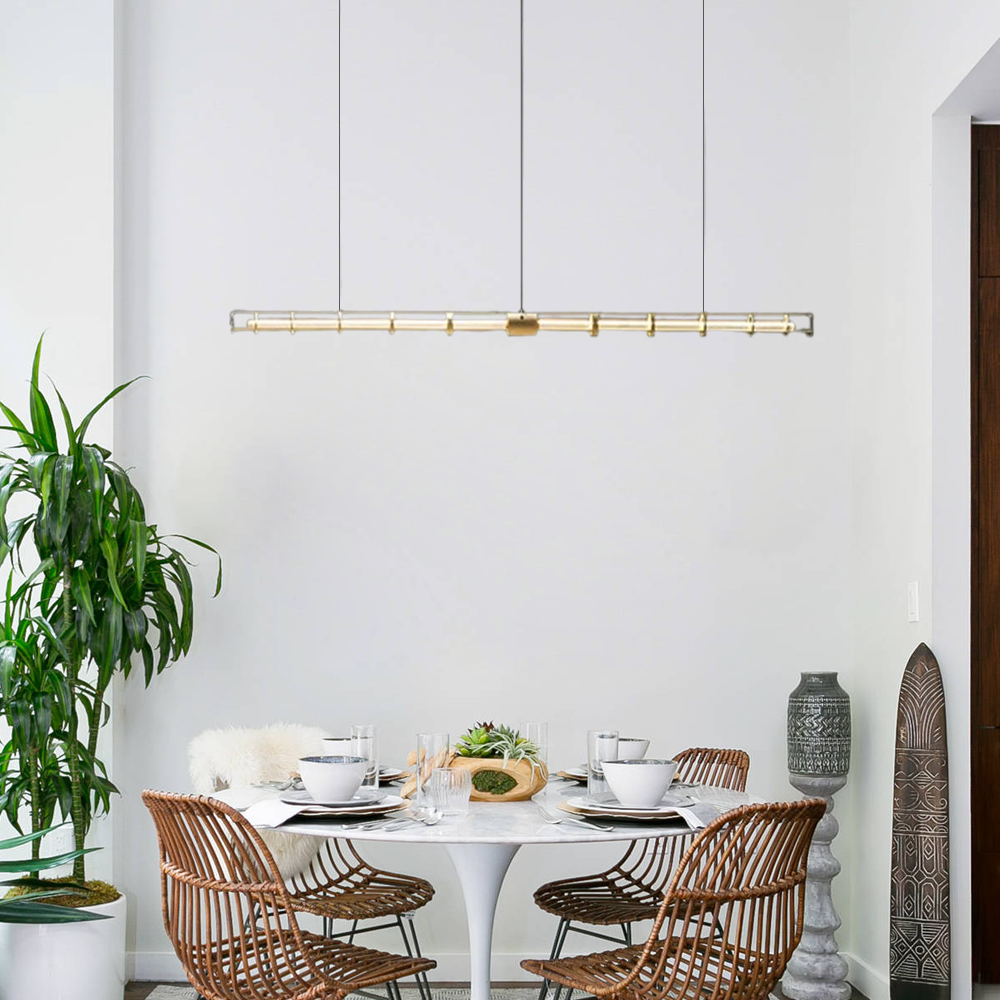 Modern Pendelleuchte LED Linear Gold Metall Esstisch/Wohn/Schlafzimmer