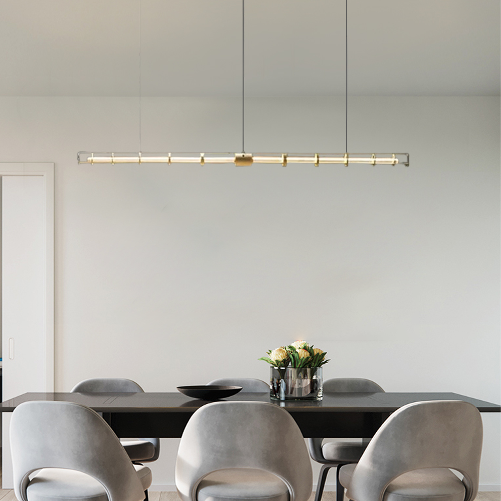 Modern Pendelleuchte LED Linear Gold Metall Esstisch/Wohn/Schlafzimmer