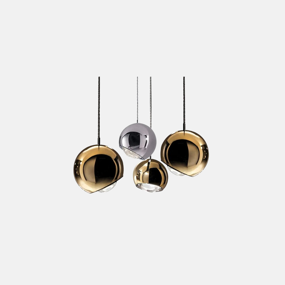 Moderne Pendelleuchte LED Kugel Gold/Silber Metall 