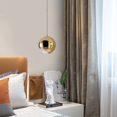Moderne Pendelleuchte LED Kugel Gold/Silber Metall Ess/Wohnzimmer