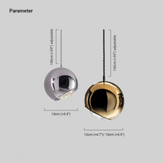 Moderne Pendelleuchte LED Kugel Gold/Silber Metall Ess/Wohnzimmer