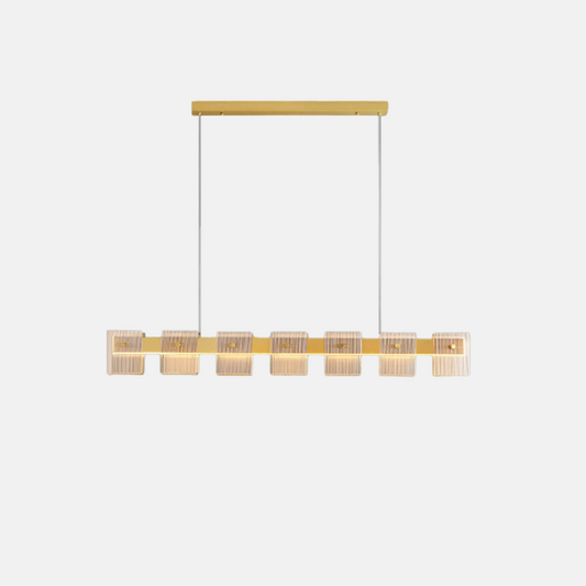 Modern Pendelleuchte LED Linear Gold Reines Kupfer/Glas Esszimmer