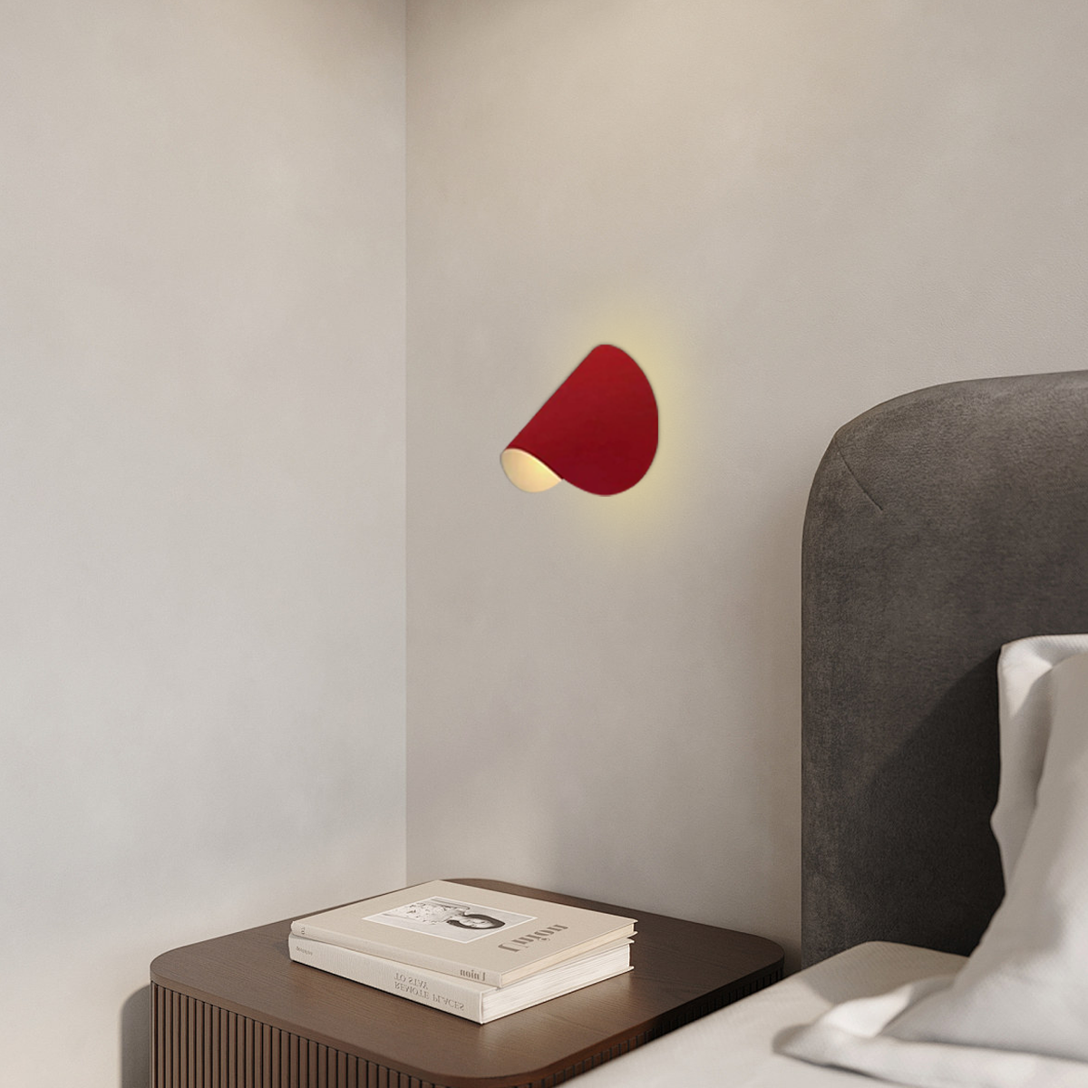 Art Deco Wandlampe LED U-förmig Rot Metall Wohnzimmer