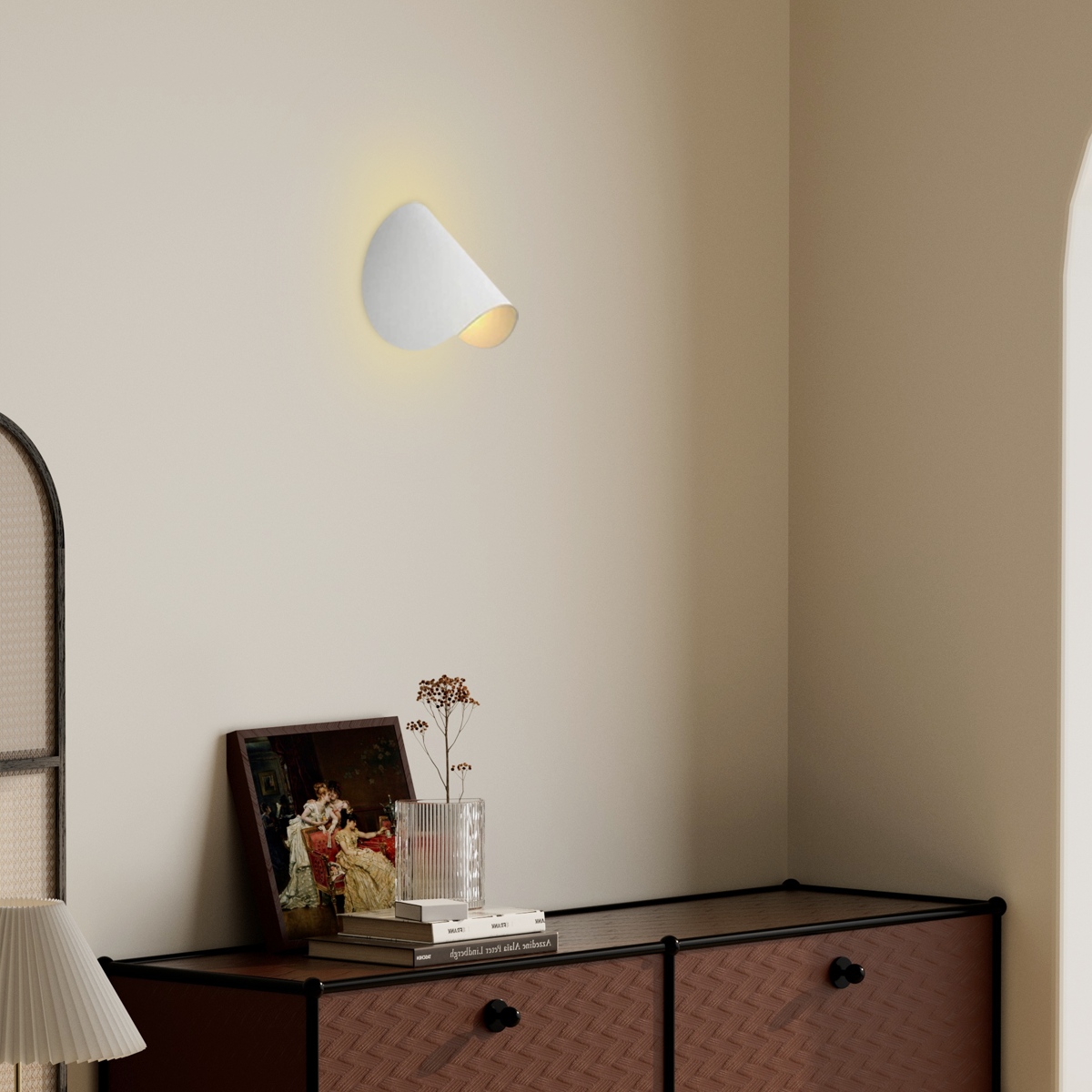 Art Deco Wandlampe LED U-förmig Weiss Metall Wohnzimmer