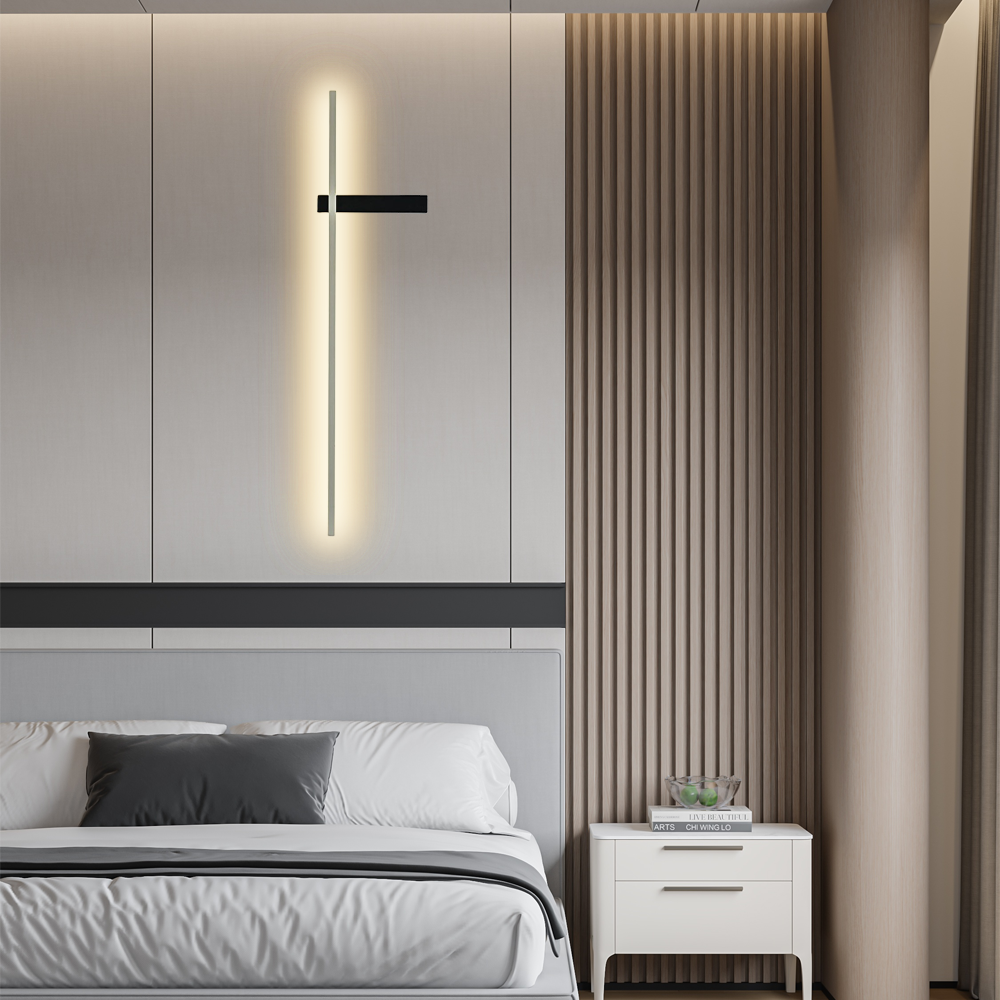 Minimalistische Wandleuchte LED Linear Metall Rot Schlaf/Wohnzimmer