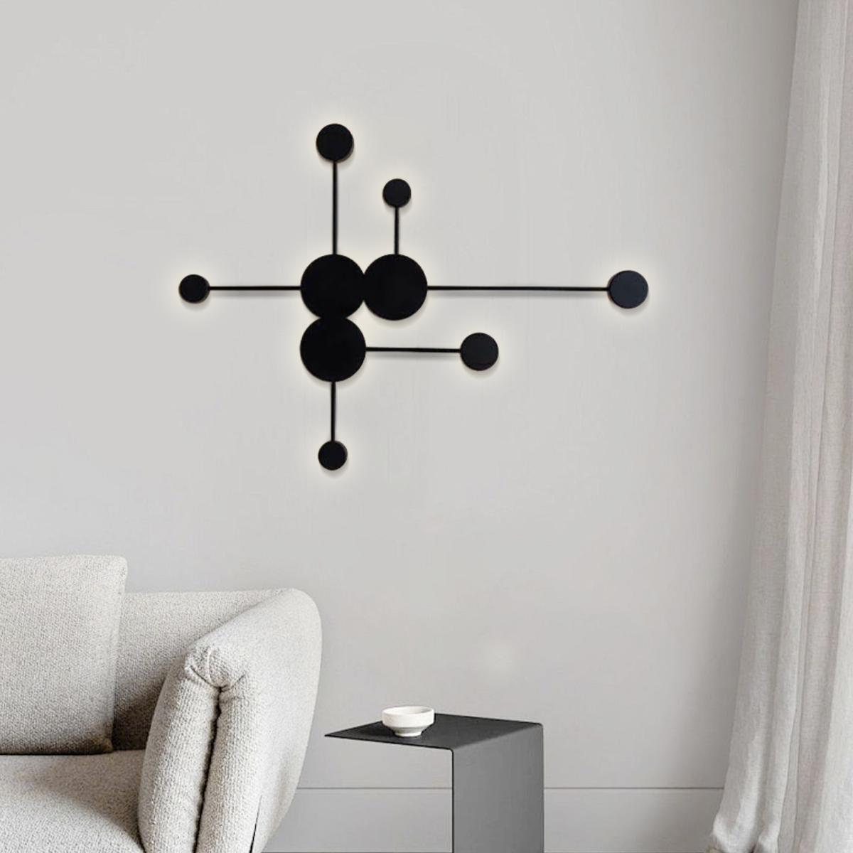 Nordic Wandlampe LED Metall Schachbrett Schwarz Wohnzimmer