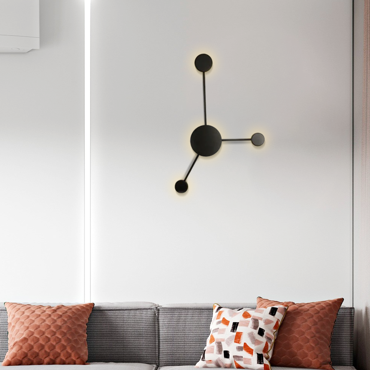 Nordic Wandlampe LED Metall Schachbrett Schwarz Wohnzimmer