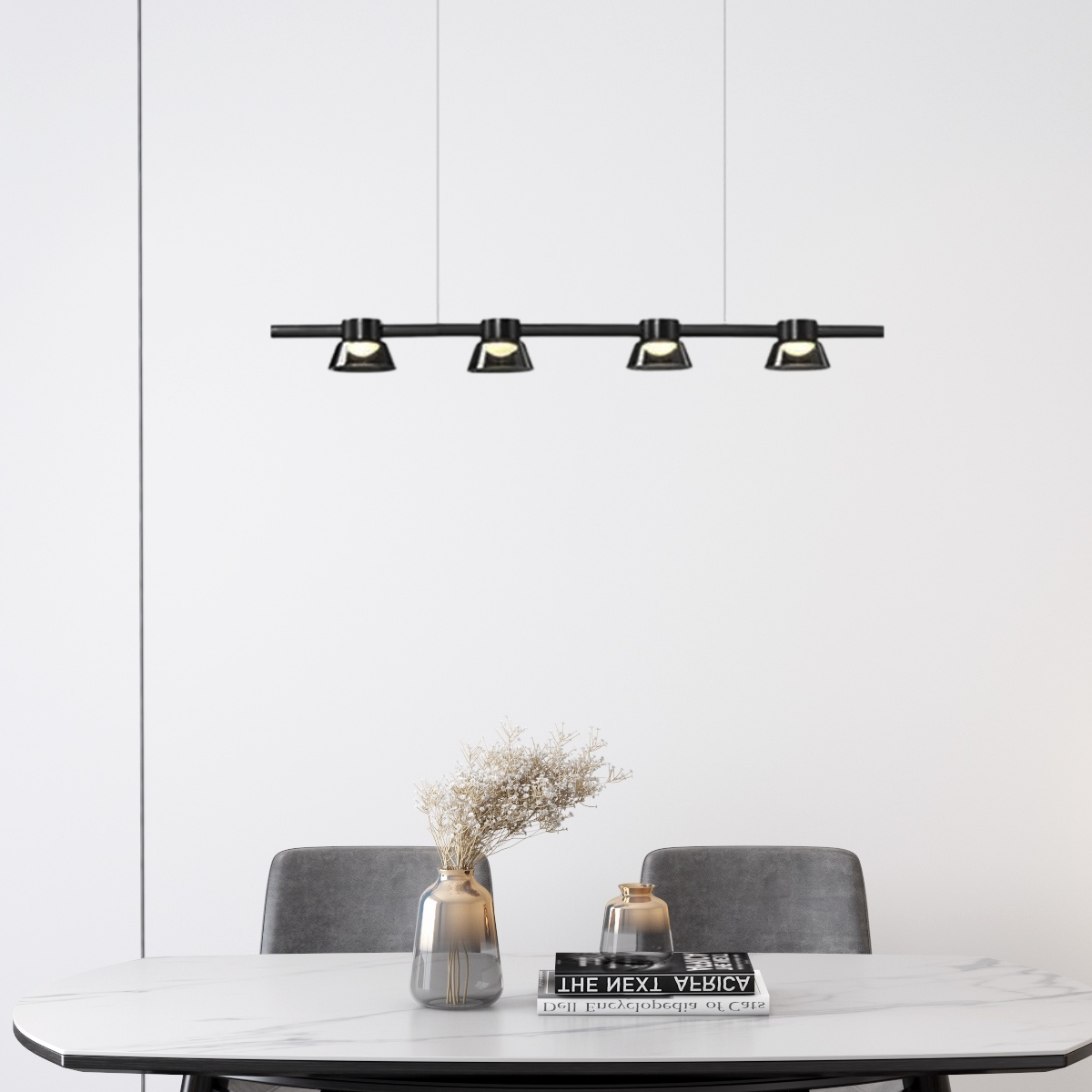 Modern Pendelleuchte LED 4/5/6 Köpfe Metall Schwarz Esszimmer