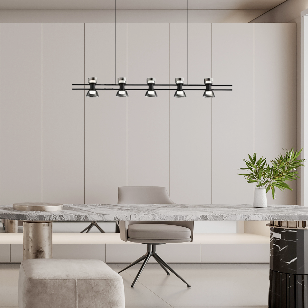 Modern Pendelleuchte LED Schwarz Fernbedienung Wohnzimmer