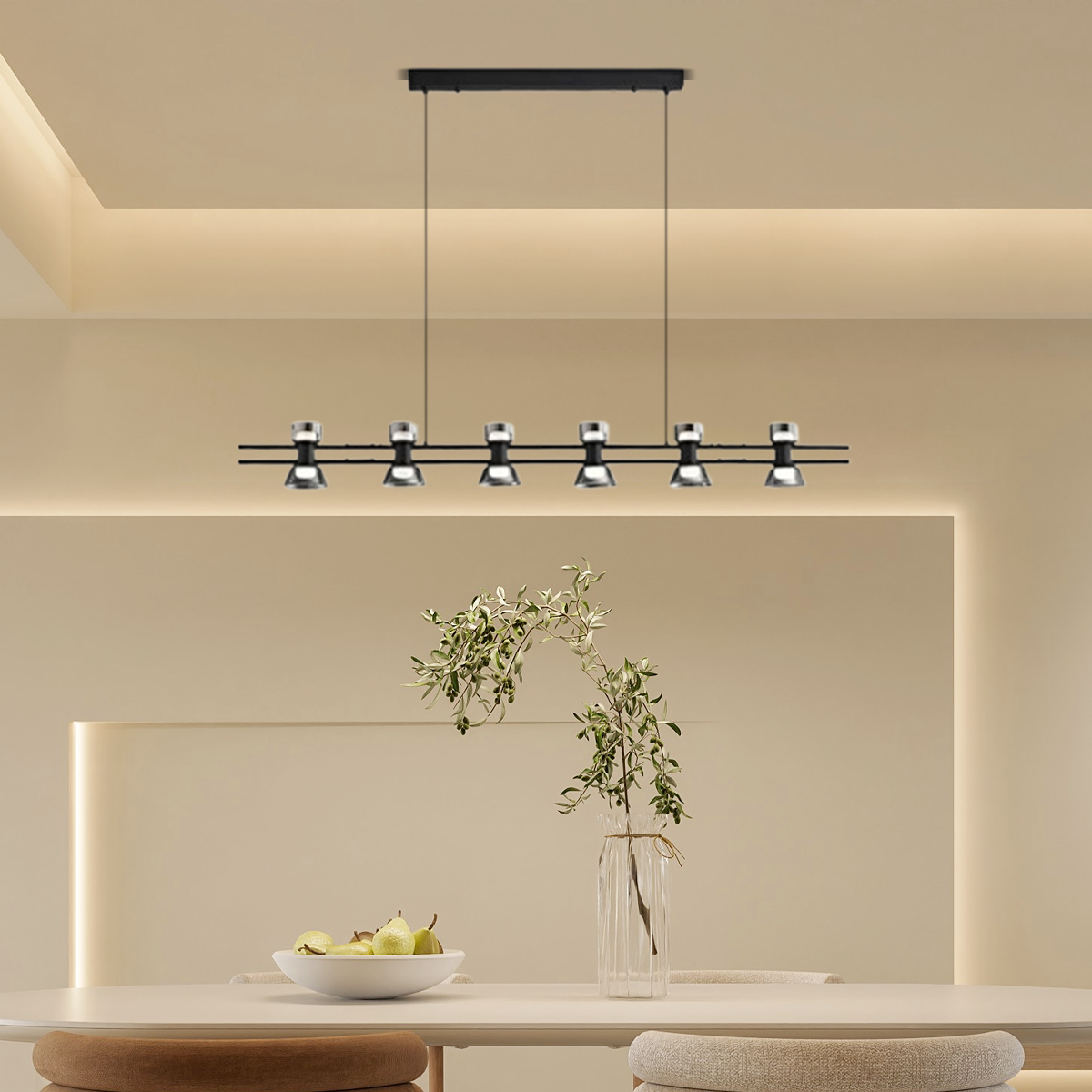 Modern Pendelleuchte LED Schwarz Fernbedienung Wohnzimmer