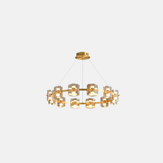 Modern Pendelleuchte LED 9/12/15Flammig Ring Glas Gold/Schwarz Wohnzimmer