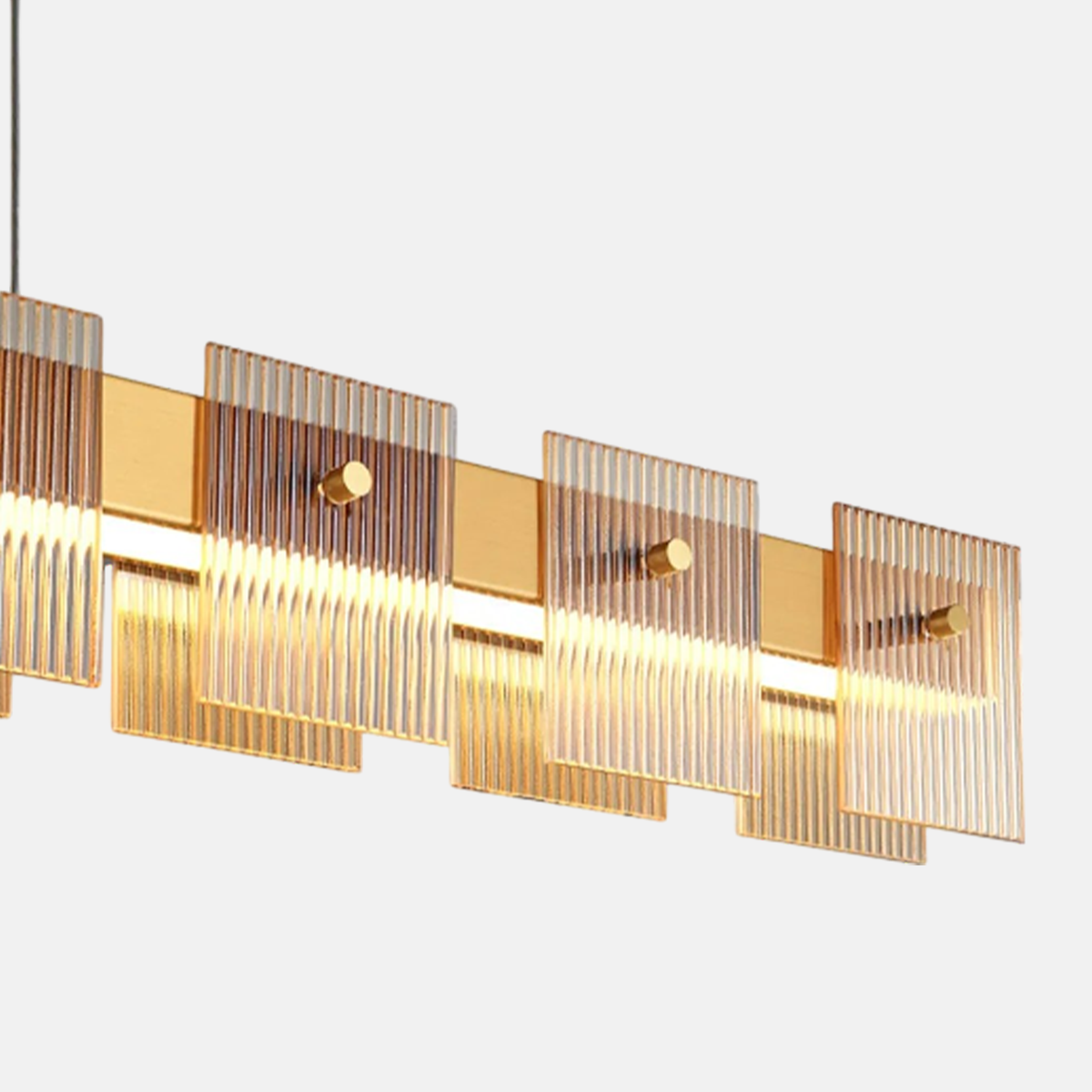 Modern Pendelleuchte LED Linear Gold Reines Kupfer/Glas Esszimmer