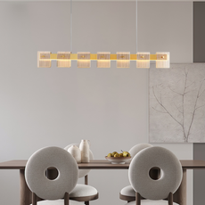Modern Pendelleuchte LED Linear Gold Reines Kupfer/Glas Esszimmer