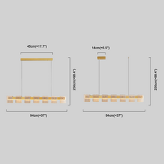 Modern Pendelleuchte LED Linear Gold Reines Kupfer/Glas Esszimmer