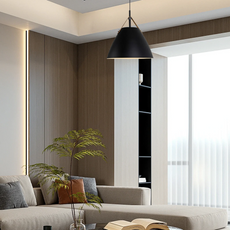 Moderne Pendelleuchte Schwarz Metall Abdeckung Esszimmer