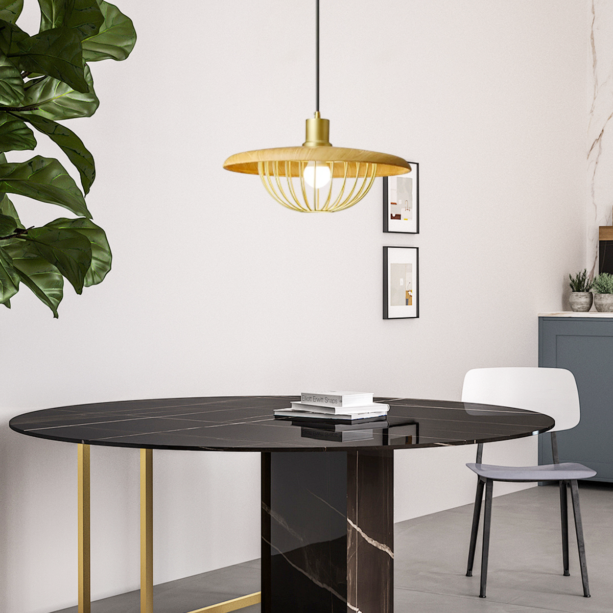 Moderne Pendelleuchte Gold Metall Kuppel Wohnzimmer