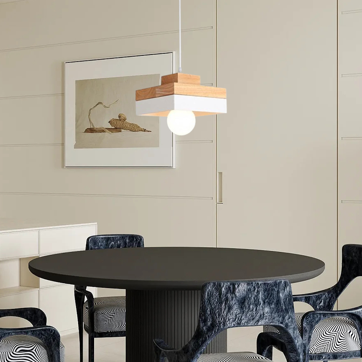 Modern Pendelleuchte LED Holz/Metall Weiß -helle und erfrischende