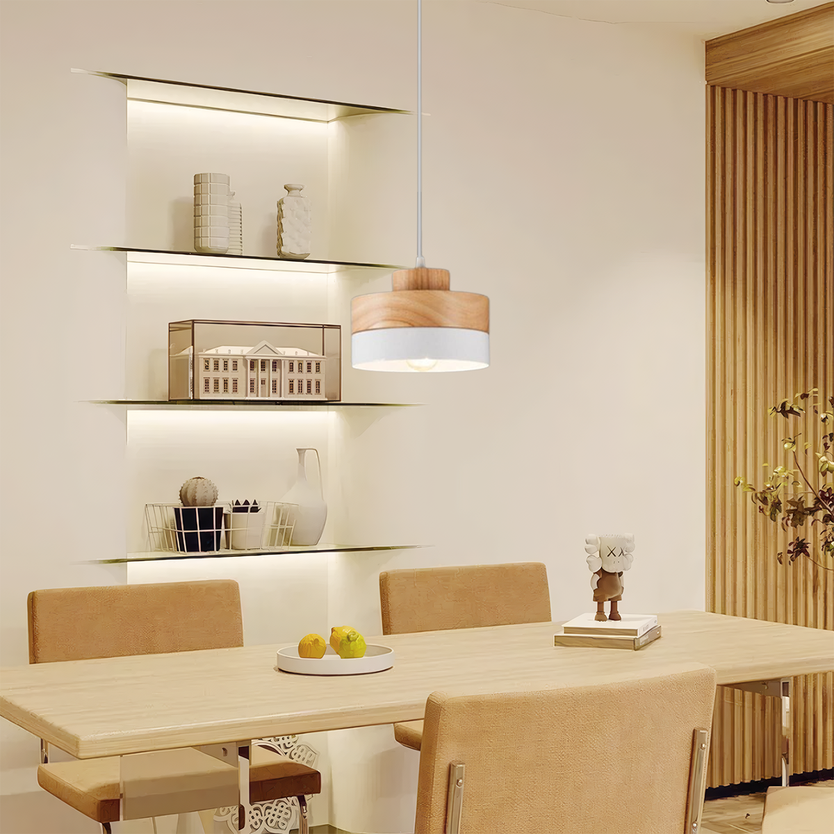 Modern Pendelleuchte LED Holz/Metall Weiß - ideal für Esszimmer