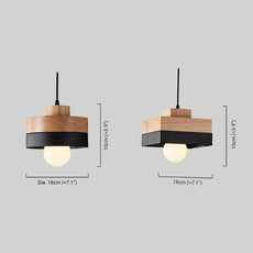 Maßzeichnung der modern Pendelleuchte LED Holz/Metall 