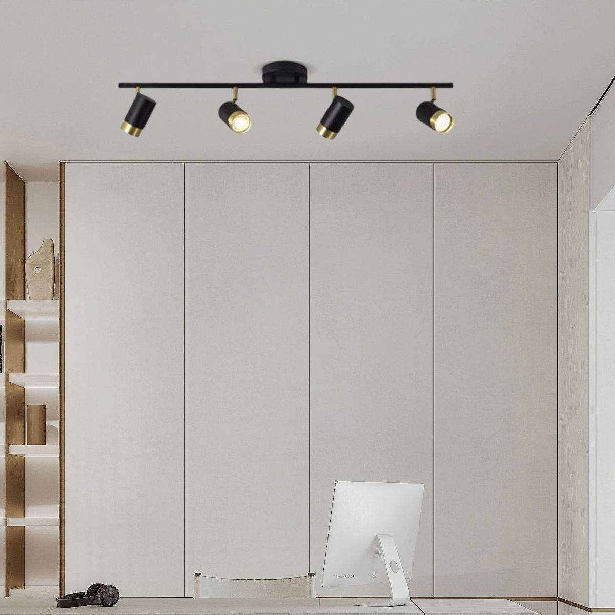 Modern Deckenleuchte LED Metall Linear Schwarz/Gold Schlafzimmer