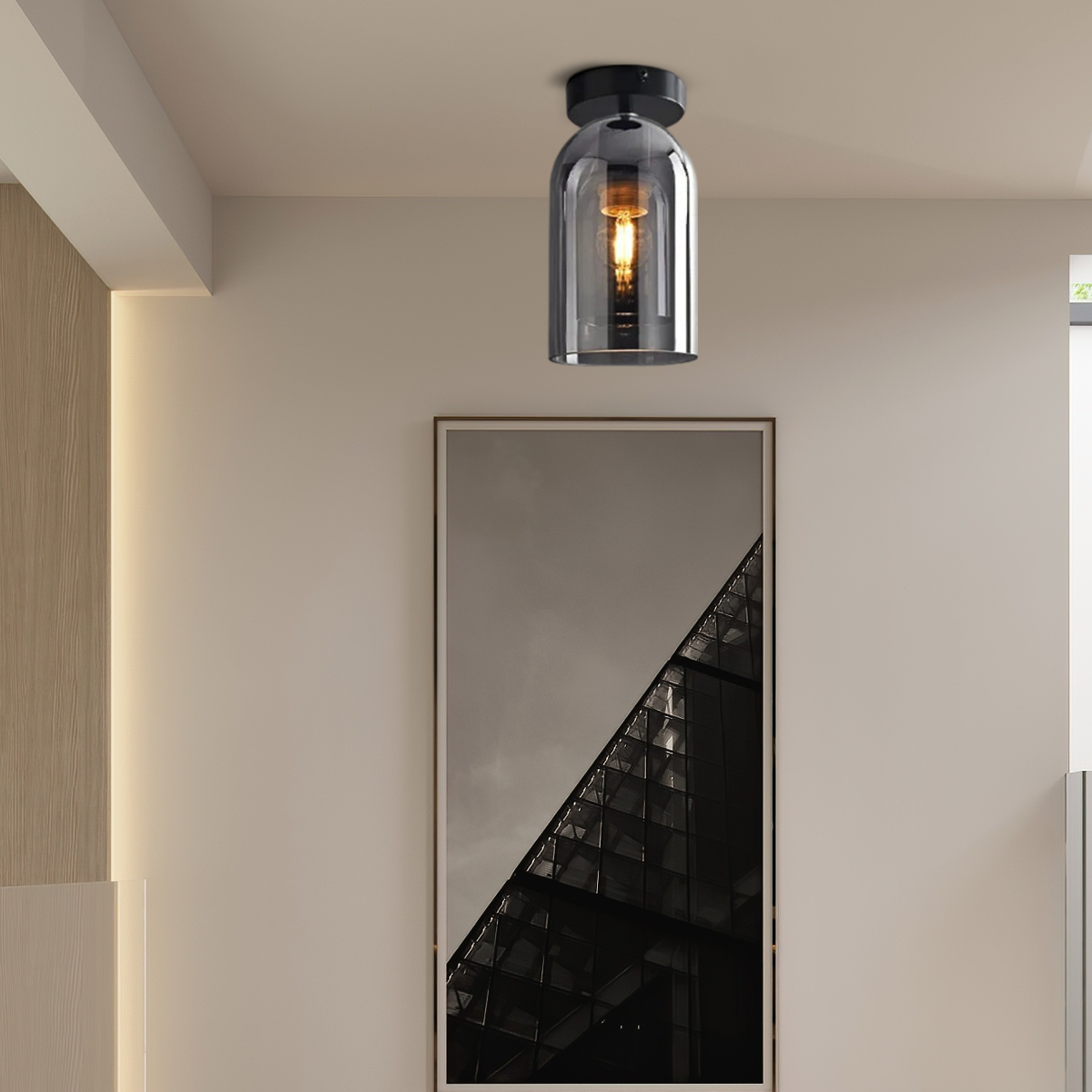 Modern Decken/Pendelleuchte LED Grau Metall Glas Wohn/Esszimmer