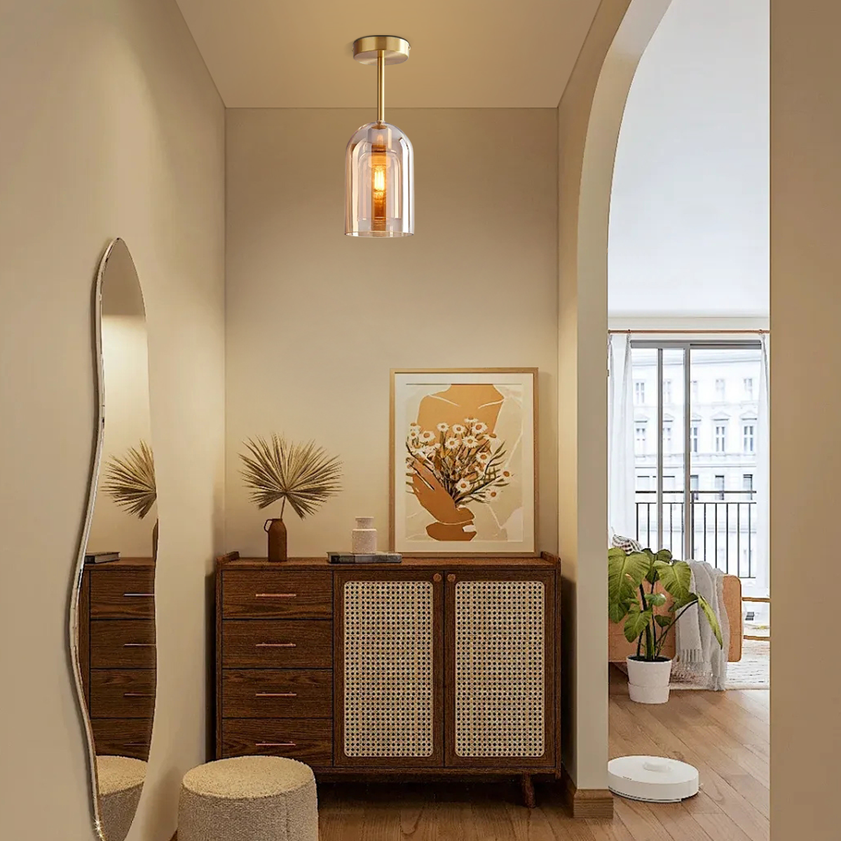 Modern Decken/Pendelleuchte LED Grau Metall Glas Wohn/Esszimmer