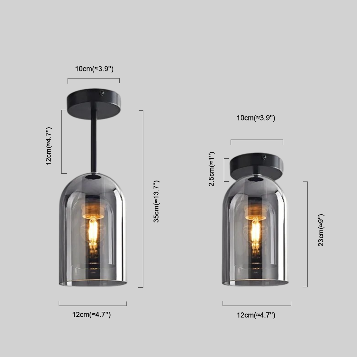 Modern Decken/Pendelleuchte LED Grau Metall Glas Wohn/Esszimmer