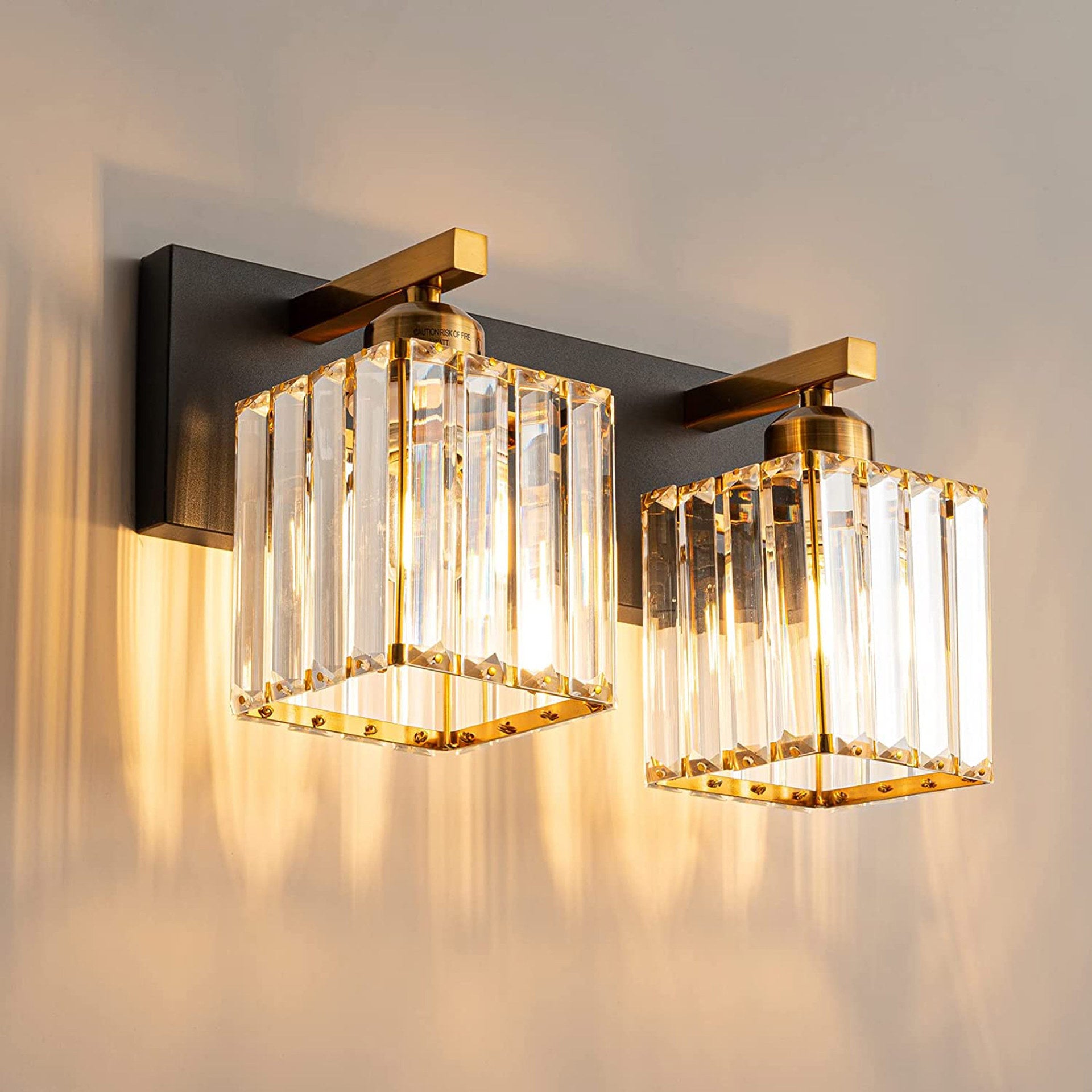Nordisch Wandleuchte Kristall Gold Badezimmer