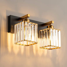 Nordisch Wandleuchte Kristall Gold Badezimmer